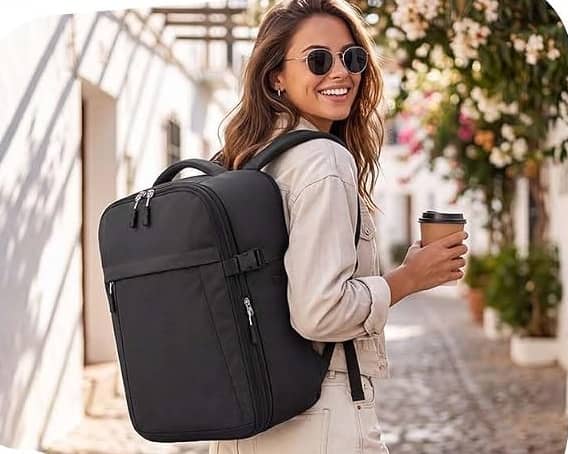 The Xkdoai expandable cabin backpack increases from 24L to 30L to provide extra packing space.