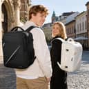 This black expandable cabin backpack has 24-30L of storage, a padded laptop compartment and a suitcase-style opening.