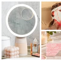5 home spa gadgets for a little everyday luxury - an LED mask, a make-up mirror with an added extra and more