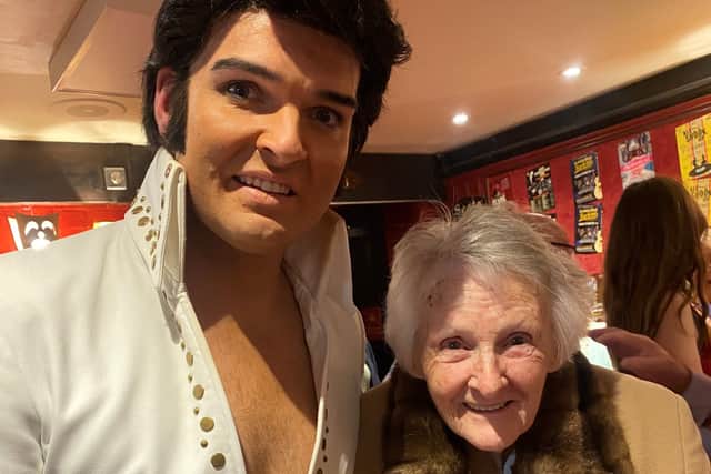 Joyce from Windmill Manor care home enjoys a night out with Elvis