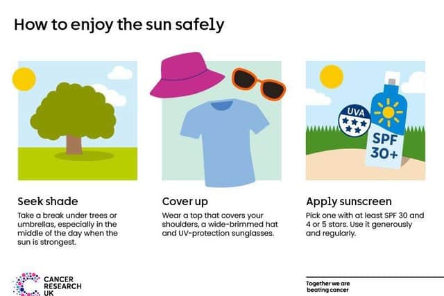 Advice from Cancer Research UK on how to enjoy the sun safely.