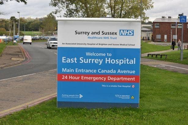 Entrance to East Surrey Hospital. Credit Get Surrey