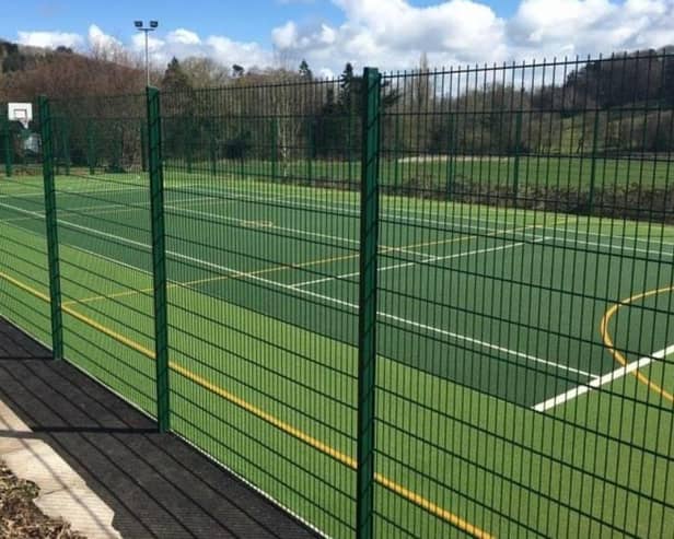 Example of perimeter fencing to pitches for the Worplesdon Primary School proposal. (Credit: Cestari Architects Ltd/ Guildford Borough Council documents)