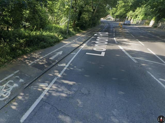 Shared spaces, a feature of the existing layout in London Road, where a row over £6m safety improvements rumbles on (Image Google)