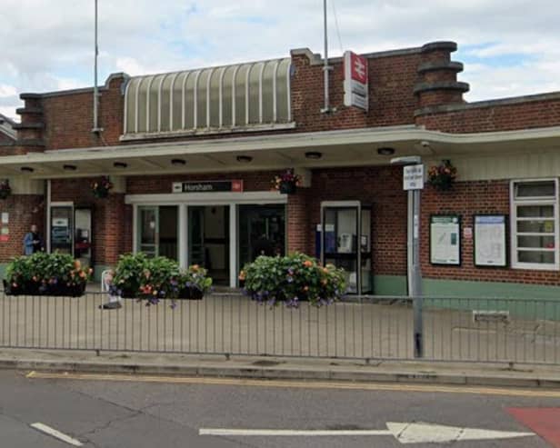 Lines were blocked between Epsom and Horsham (pictured) due to ‘signalling staff being unavailable’. Photo by Google Street View
