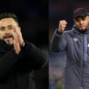 Brighton boss Roberto De Zerbi and Burnley manager Vincent Kompany. Picture: Getty