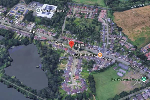 Police were called to Send Road following reports of a collision between two vehicles and a pedestrian. Picture courtesy of Google