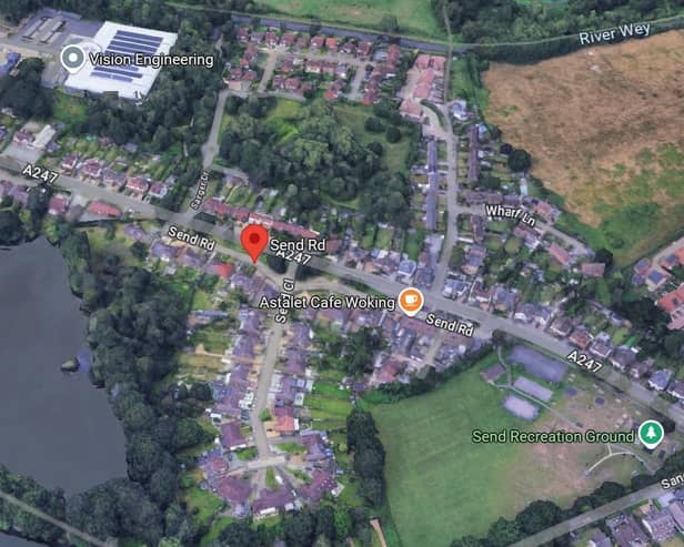 Police were called to Send Road following reports of a collision between two vehicles and a pedestrian. Picture courtesy of Google