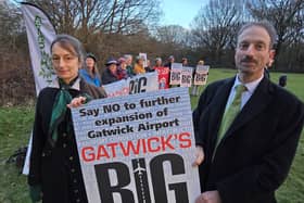 Cllr Victoria Chester and GACC vice-chair Jonathan Essex at the rally in Riverside, Horley | Picture: Mark Dunford