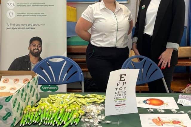 (Left to right) Specsavers Staines, Shannon Clark, Contact Lens Supervisor & Social Media Ambassador and Laura Butler, Key Accounts Manager, Corporate Eyecare.
