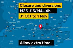 Motorists travelling on the M25 are being warned of an overnight closure at junction 15 after planned work near Heathrow Airport was postponed due to adverse weather conditions. Picture courtesy of National Highways: South-East
