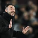 Brighton's Italian head coach Roberto De Zerbi reacts during the 0-0 draw at West Ham last night