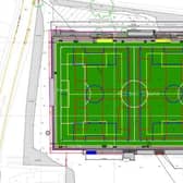 Ashford Town FC Football Pitch layout for artificial grass. (Credit: Spelthorne Council Documents)
