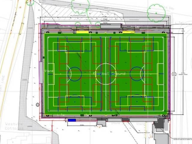 Ashford Town FC Football Pitch layout for artificial grass. (Credit: Spelthorne Council Documents)