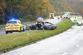 Three vehicle were involved in a serious collision on the A24 in West Sussex. Photo: Freelance