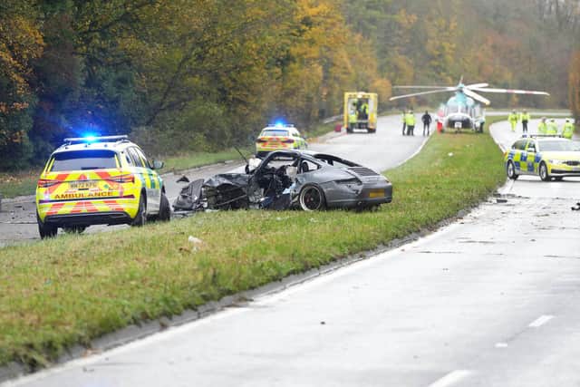 Three vehicle were involved in a serious collision on the A24 in West Sussex. Photo: Freelance