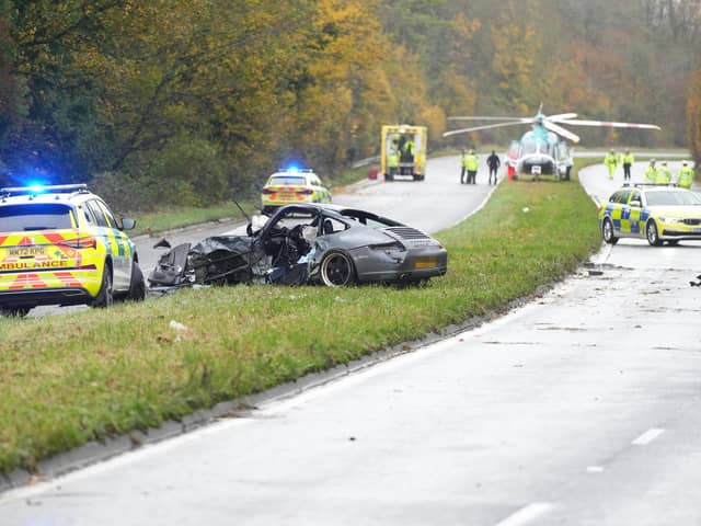 Three vehicle were involved in a serious collision on the A24 in West Sussex. Photo: Freelance