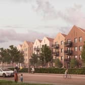 Four storey apartment blocks in phase three Weyside Urban Village development. (Credit: Guildford Borough Council planning documents)