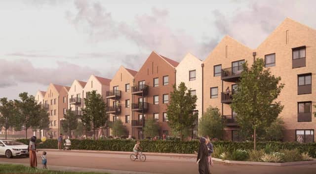 Four storey apartment blocks in phase three Weyside Urban Village development. (Credit: Guildford Borough Council planning documents)