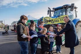 Paul Marshall, Leader of West Sussex County Council, receiving letters from the children of NFU members.