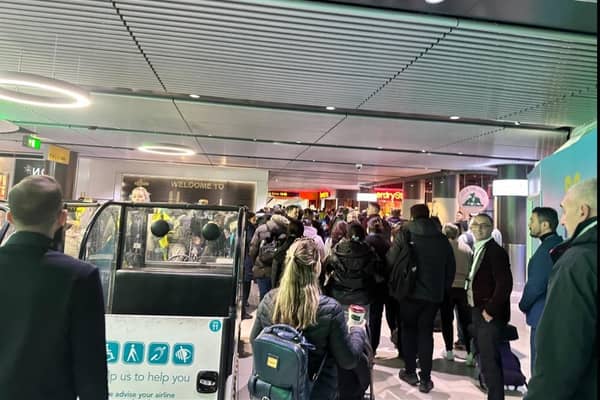 A large part of the South Terminal has been evacuated as a precaution while a ‘security incident’ is investigated. Photo: @LaurenceKC