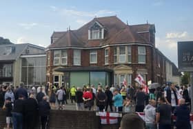 Stanwell Hotel protest on July 31. (Credit: Sam Jennings/ Facebook) Permission for use.