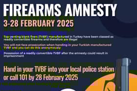 Surrey Police and Sussex Police are joining other forces across the country and holding a four-week firearms amnesty for Turkish-manufactured top-venting blank firers (TVBFs), which from the start of March will be illegal to possess. Picture: Sussex and Surrey Police