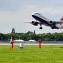 A British Airways flight takes off from London Gatwick airport. Pic S Robards SR2108251