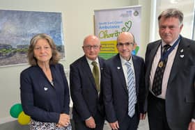 The High Sheriffs of East and West Sussex, Mrs Annie Brown (left) and Dr Tim Fooks (right) pledged their support for the charity’s work and were presented with charity pin badges. Picture contributed