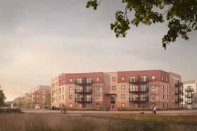 Illustrative view of new homes in Weyside Urban Village project. (Credit: Guildford Borough Council)