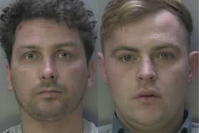 Terence O'Reilly (right) and James Carthy carried out nine burglaries, a vehicle theft, and three attempted burglaries across Surrey, Hampshire, Kent, and Sussex between August and October 2024. Pictures courtesy of Surrey Police