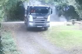 Footage released by Warwickshire Rural Crime Team shows the moment a lorry driver smashed into the 5ft-tall William Gladstone memorial cross in Lea Marston, Warwickshire, in August 2024.