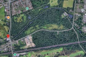 The incident took place on the Basingstoke Canal Path between the Esso petrol station at Brookwood and Knaphill Football Club. Picture courtesy of Google