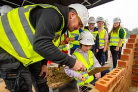 Students were shown how to lay bricks at Bellway’s Elizabeth Square development in Worthing.