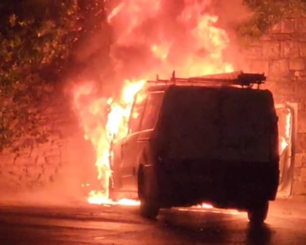 Van goes up in flames as Spar convenience store evacuated
