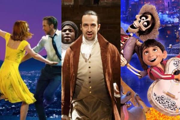 La La Land, Hamilton and Coco have all been named in the new study of the best movie musicals