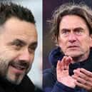 Brighton manager Roberto De Zerbi and Brentford boss Thomas Frank face off at the Amex on Wednesday night. Picture: Getty
