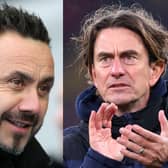 Brighton manager Roberto De Zerbi and Brentford boss Thomas Frank face off at the Amex on Wednesday night. Picture: Getty