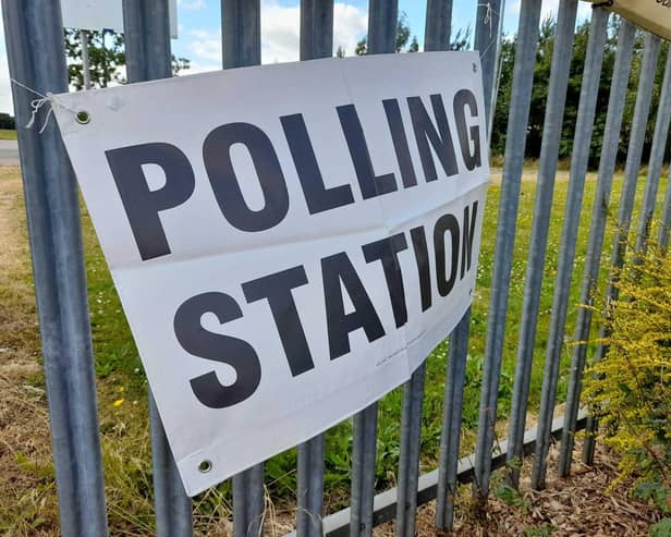 Polling station sign. Picture taken by LDR. Permission for use by all partners.