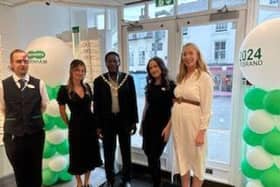 Farnham Mayor, Brodie Mauluka with the Farnahm optical and audiological team