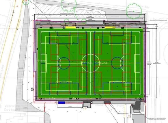 Ashford Town FC Football Pitch layout for artificial grass. (Credit: Spelthorne Council Documents)