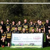 Crowthorne Rugby Club men’s team standing with Vistry staff