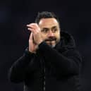 Roberto De Zerbi, Manager of Brighton & Hove Albion, applauds the fans following the team's victory during the UEFA Europa League 2023/24 match between AFC Ajax and Brighton & Hove Albion at Johan Cruijff Arena on November 09, 2023 in Amsterdam, Netherlands. (Photo by Dean Mouhtaropoulos/Getty Images)