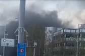 Black smoke seen from the road near Gatwick. Photo: Still from video/UGC