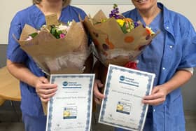 Nicola Beck and Diane Hosking from the Theatre Administration Team at Spire Gatwick Park Hospital with their awards