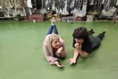 One of the four casts, Laura Day (l) and Elodie Foray (r), rehearsing for Constellations