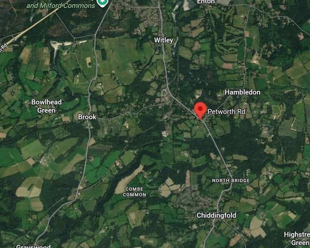 Surrey Police are appealing for witnesses following reports of a suspected deliberate fire at Hatchetts Farm, Petworth Road in Chiddingfold. Picture courtesy of Google