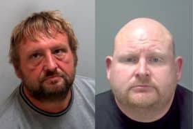 Jason Anthony Raven (left) and James Mytum have been jailed for their roles in stealing more than £130,000 worth of goods from shops across Southern England. Pictures courtesy of Surrey Police