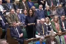 Esher and Walton MP Monica Harding asking about SEND funding during PMQs (image Parliament TV)