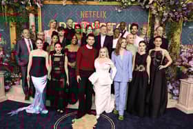 NEW YORK, NEW YORK - MAY 13: Cast and crew of Netflix's "Bridgerton" Season 3 pose at the World Premiere at Alice Tully Hall, Lincoln Center on May 13, 2024 in New York City. (Photo by Jamie McCarthy/Getty Images)